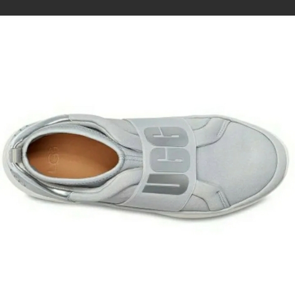 Women's NIB Sz 9.5 UGG AUSTRALIA Silver&White NO-LACE Platform SNEAKER, Shoes - Picture 5 of 10